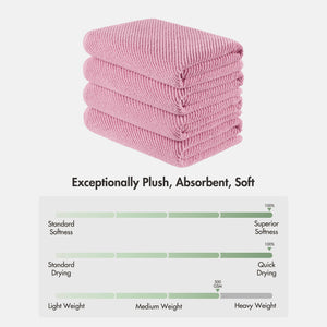 JLA Home Madison Park - 100% Cotton Diagonal Ribbed 4-Piece Bath Towels — Plush Zero-Twist 518GSM, Fast-Dry & Durable Luxury Pink MP73-8875