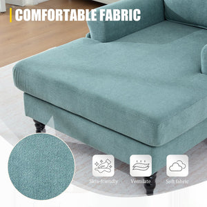 English Elm Modern Chenille Recliner Chaise Lounge Sofa Chair with High-Resilience Foam, Wide Seat, 550lb Capacity Mint Green W395P371334
