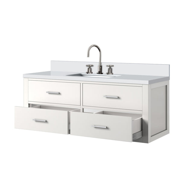 English Elm White Elegant Single Sink Vanity 48" W X 22" D, Cultured Marble Top & Chrome Faucet Set Included B2731P258021-GIGA