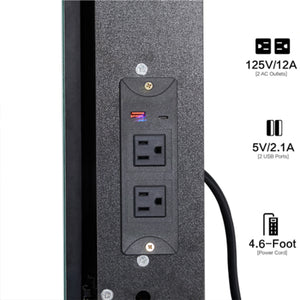 English Elm 29.2" Compact Desktop Vanity Set With Touch-Control Led Mirror, Usb Ports, Stool & Hair Dryer Holder W936P202460