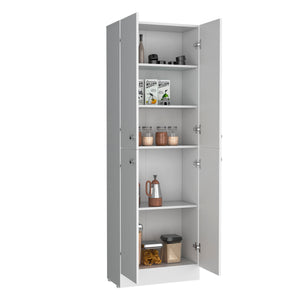 English Elm Lynch Kitchen Pantry Storage Cabinet 71" High — 4-Door Freestanding White Cupboard, 5 Adjustable Shelves, Multiuse B070P188842