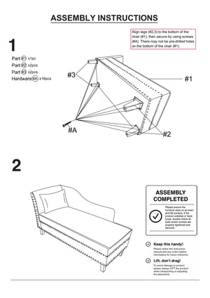 English Elm Modern Upholstered Chaise with Nailhead Trim and Curved Arm, Linen-Like Fabric, Dark Cherry Frame Beige 61 L x 26 W x 24 H B2741P305689