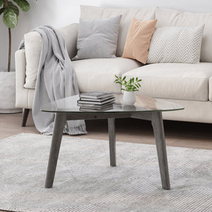 English Elm Christopher Knight Home® - COFFEE table with low-profile modern wood design, 37" L x 36" W sleek accent for living rooms Grey 68681.00GRY