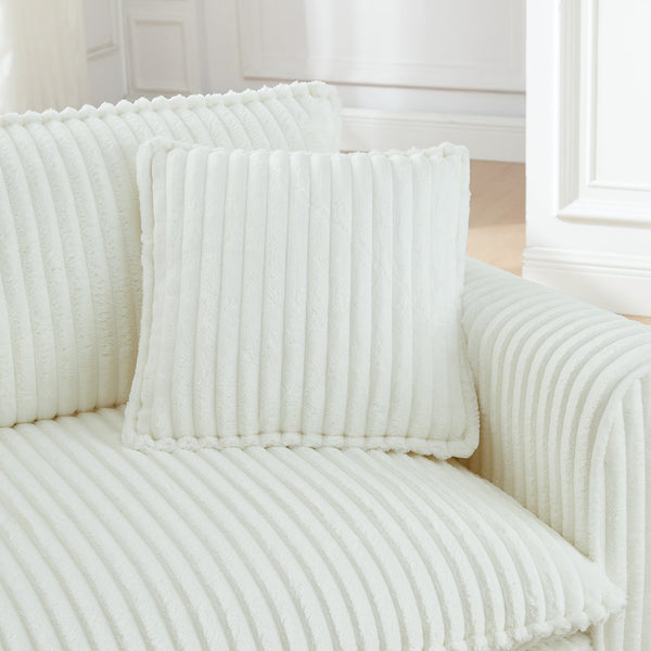 English Elm Lazy Corduroy Armchair with Plush Cushion and Supportive Backrest for Living Room Comfort and Style Beige W487P326812