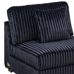 English Elm Black Jumbo Corduroy Armless Modular Chair Low Profile Sectional Seating with Pillow B011P435295