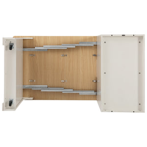 English Elm K&K Modern Extendable 59.5" Kitchen Island with Double-Sided Storage, Power Outlet & Casters White N707S000017W