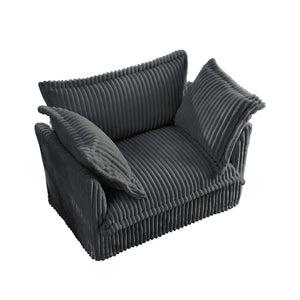 English Elm Set of 2 Slipcovered Armchairs - Gray Corduroy Deep Seat Accent Chairs with Plush Pillows, Removable Covers and Sturdy Frame W3041S00214