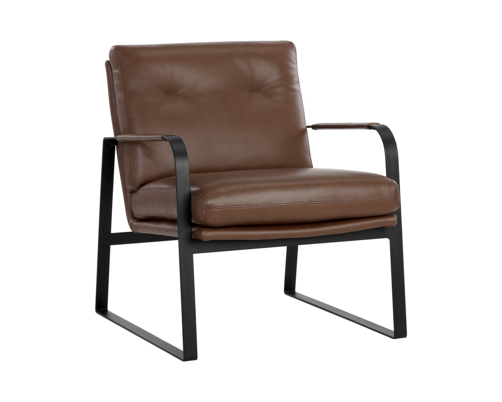 Sunpan Sterling Mid-Century Modern Lounge Chair - Luxurious Italian Leather & Industrial Design Comfort Missouri Mahogany Leather