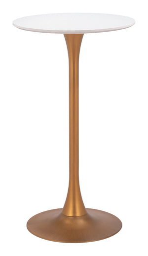 Auray Bar Table White & Gold 109829 Zuo Modern