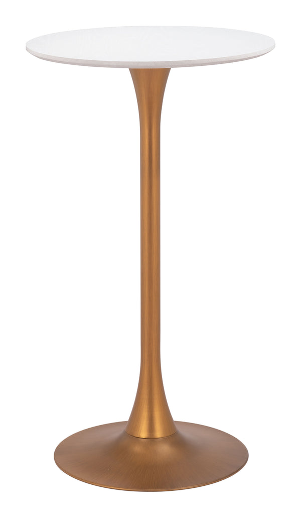 Auray Bar Table White & Gold 109829 Zuo Modern