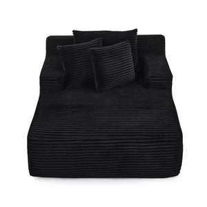 English Elm Single Frameless Velvet Lounge Chair Plush High Density Foam Accent Seat for Living Room Black W487P420020