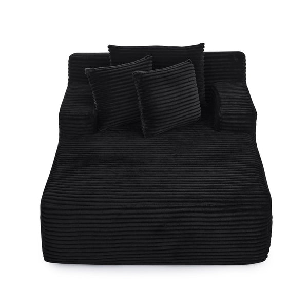 English Elm Single Frameless Velvet Lounge Chair Plush High Density Foam Accent Seat for Living Room Black W487P420020