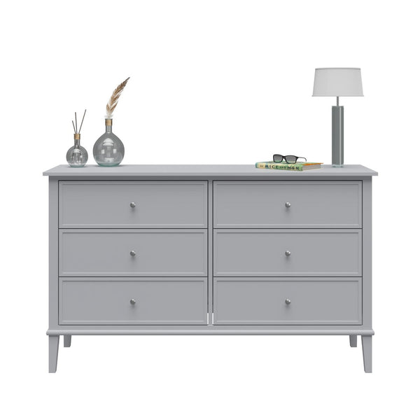 English Elm Valencia Seven Drawer Wide Dresser Dual Tone Laminate Matte Black Pulls Bedroom B2733S00011
