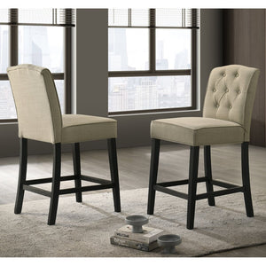 English Elm Set Of 2 Stylish Fabric Upholstered Counter Height Chairs For Modern Dining - Beige & Black B016P392440-GIGA