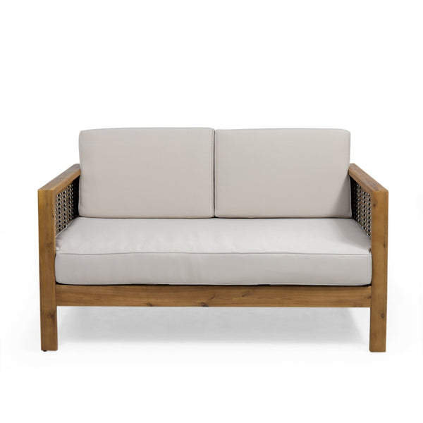 English Elm Outdoor Acacia Teak Patio Loveseat Set with Wicker Detail and Resort Style 70141.00BGE