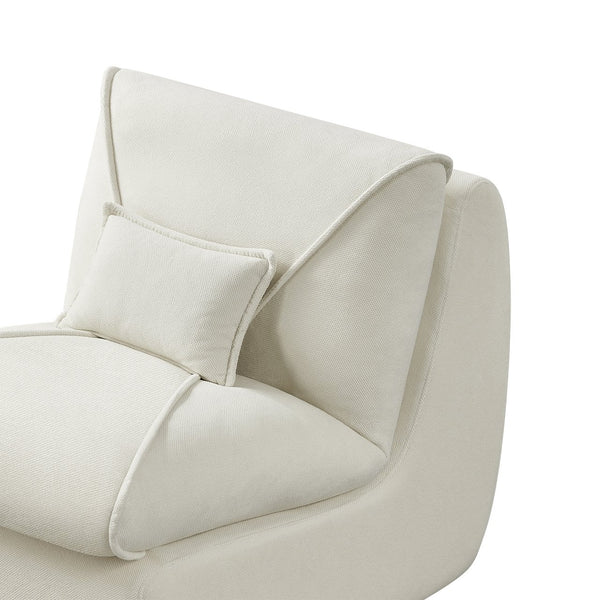 English Elm Compressed Lounge Chair with Ottoman - Space-Saving Chenille Upholstered Sofa, High-Density Foam Comfort Beige W1036P251827