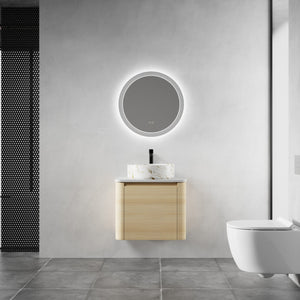 English Elm 24'' Sleek Wall-Mounted Bathroom Vanity With Ceramic Vessel Sink & Soft-Close Door For Small Spaces W999S00459