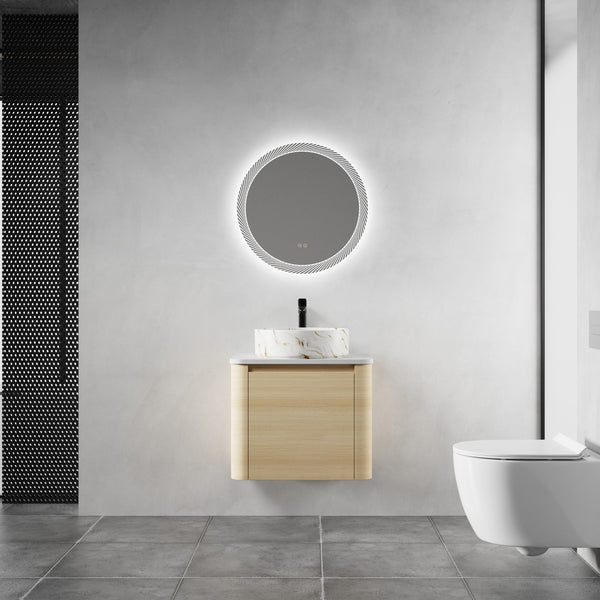 English Elm 24'' Sleek Wall-Mounted Bathroom Vanity With Ceramic Vessel Sink & Soft-Close Door For Small Spaces W999S00459