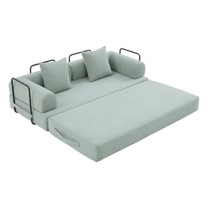 English Elm UNITED modular foldable sofa with metal frame, corduroy upholstery, side pocket & quick assembly convenience Mint Blue W1568P375643