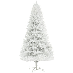 English Elm Homcom 6Ft Tall White Artificial Christmas Tree, Auto-Open, 1000 Branch Tips, Safe Steel Base Décor W2225P229373