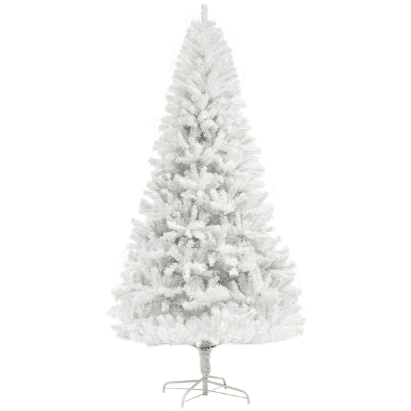 English Elm Homcom 6Ft Tall White Artificial Christmas Tree, Auto-Open, 1000 Branch Tips, Safe Steel Base Décor W2225P229373
