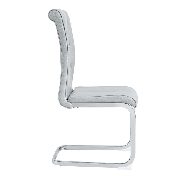 English Elm Set of 2 Glam Faux Alligator Pvc Dining Chairs with Crystal Buckle Bow Legs Gray W3875P371035