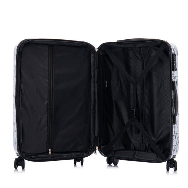 English Elm 3-piece Polycarbonate Hardshell Luggage Set with Swivel Wheels and Combo Lock White+Gray T3292P316954