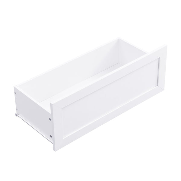 English Elm Rattan Door Hall Tree Bench with 6 Hooks Farmhouse Entryway Storage White+Walnut N721S000076K