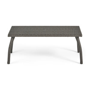 English Elm Christopher Knight Home® - HONOLULU Stylish 4PC PE Wicker Patio Set with Durable Iron Frame, Waterproof Cushions, Compact Lounge Grey 52917.00IRNGRY