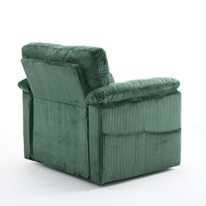 English Elm 33 Inch Oversized Swivel Corduroy Lounge Chair with Plush Chenille Cushioning and Support Springs Green W1829P265011