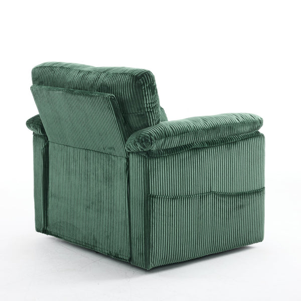 English Elm 33 Inch Oversized Swivel Corduroy Lounge Chair with Plush Chenille Cushioning and Support Springs Green W1829P265011