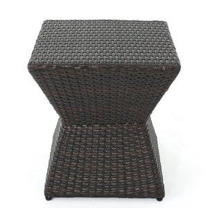 English Elm Calhoun Outdoor Wicker Side Table Weather Resistant Patio Poolside Iron Frame N773P362075B