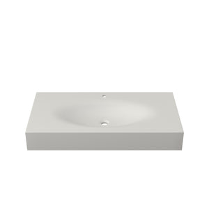 English Elm 42'' Solid Surface Pedestal Basin Matte White Waterfall Edge Sculptural Bathroom Sink T3785P491210
