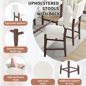 English Elm 5-Piece Faux Marble Counter Height Dining Set — 4 Upholstered Stools, Space-Saving Mid-Century Modern for Kitchen N752S011086A