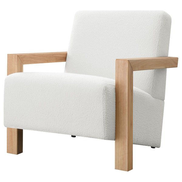 English Elm Bryant Ivory Boucle Accent Arm Chair with Sharp Angles, Textured Modern Upholstery for Living Spaces B062P299868