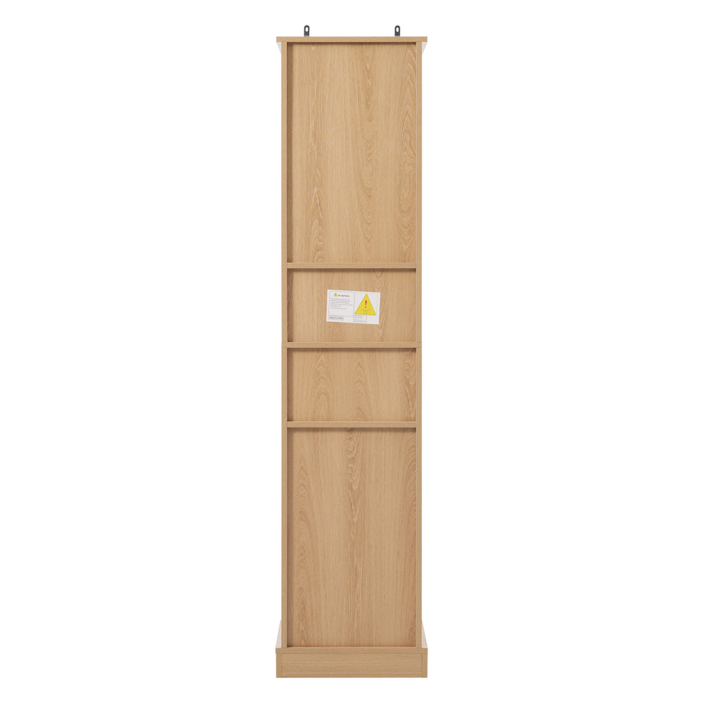 English Elm 67.7" Tall Freestanding Bathroom Cabinet with 3 Drawers, Open Shelves, Gold Handles, Anti-Tip Safety N729P335604O