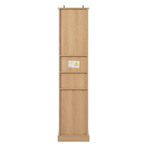 English Elm 67.7" Tall Freestanding Bathroom Cabinet with 3 Drawers, Open Shelves, Gold Handles, Anti-Tip Safety N729P335604O