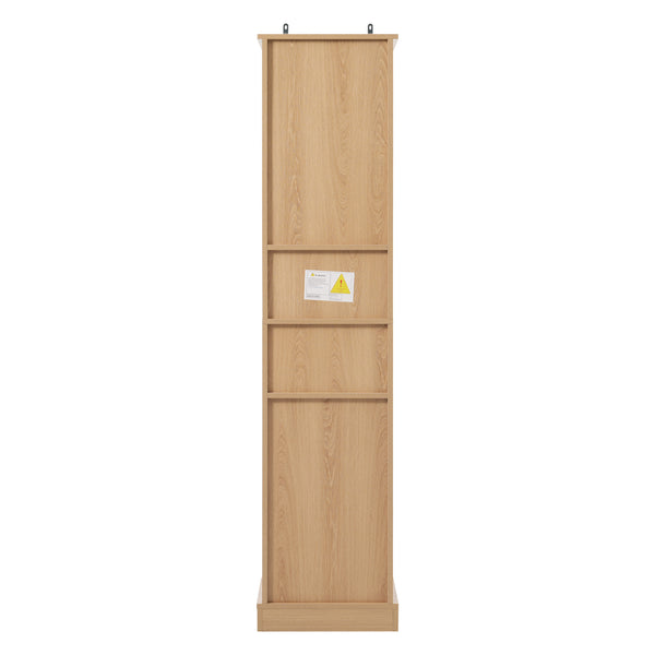 English Elm 67.7" Tall Freestanding Bathroom Cabinet with 3 Drawers, Open Shelves, Gold Handles, Anti-Tip Safety N729P335604O