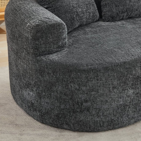 English Elm Curved Chenille Loveseat with Memory Foam Seating and Three Pillows for Compact Spaces Grey W1752P361566