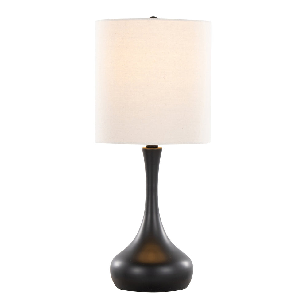 English Elm Genie 24" Contemporary Table Lamp Set of 2 in Matte Black with Oatmeal Linen Shade — Sleek Vase Base, Rotary Switch, UL Listed B202P224065