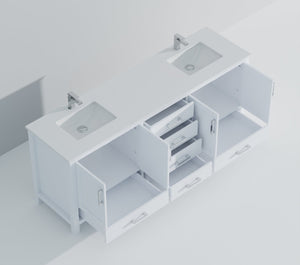 English Elm White Double Bath Vanity With Cultured Marble Top, Chrome Faucet & Ample Storage For Modern Spaces B2731P259149-GIGA