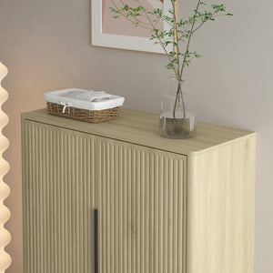 English Elm Shoe Storage Cabinet Wooden Enclosed Organizer with Adjustable Shelves for Entryway W1321P396351