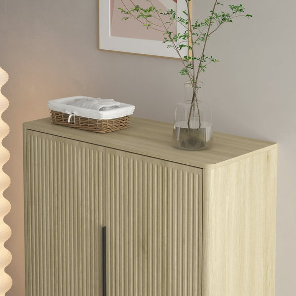 English Elm Shoe Storage Cabinet Wooden Enclosed Organizer with Adjustable Shelves for Entryway W1321P396351