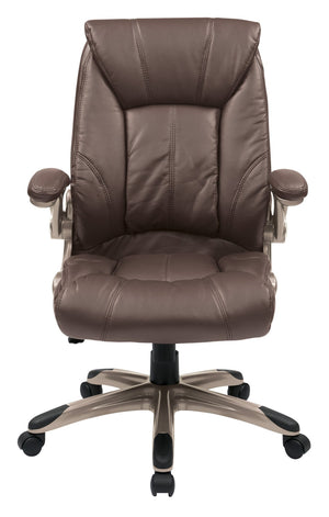 OSP Home Furnishings Faux Leather Mid Back Manager Chair with Lumbar Support and Pneumatic Height Adjust FLH24981-U1