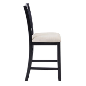 English Elm Dining Chairs Set of 4 Solid Rubberwood Counter Height with Padded Linen Seat W1998P336529