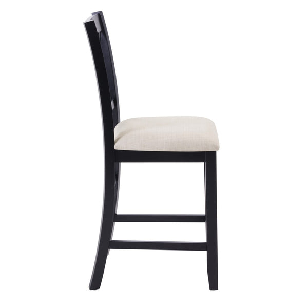 English Elm Dining Chairs Set of 4 Solid Rubberwood Counter Height with Padded Linen Seat W1998P336529