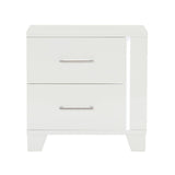 White High Gloss Finish Modern Bedroom Nightstand With LED Light - Luxury Bedside Table