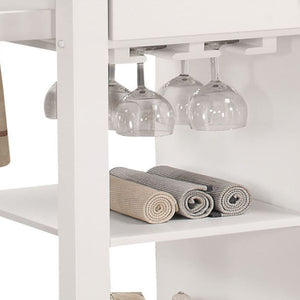 English Elm Ottawa Black Wooden Top Kitchen Cart with White Finish, Stemware Rack, Towel Bar, Locking Casters B2726P272329