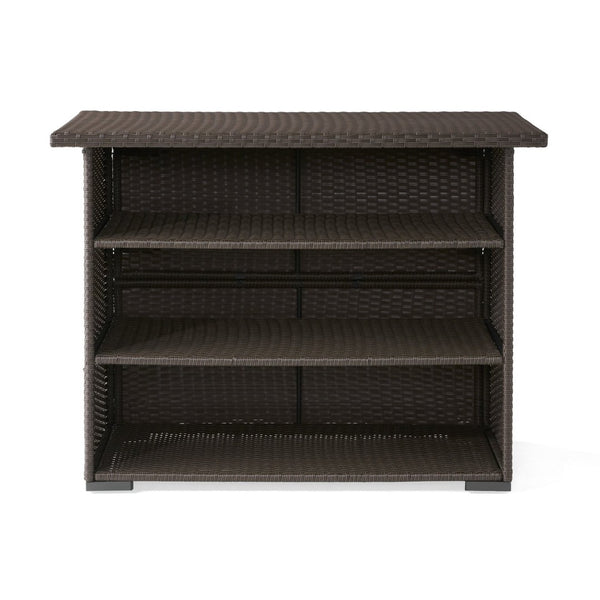 English Elm Trinidad Outdoor Resin Wicker Bar Table with Cabinet Storage for Patio Entertaining N772P368972D