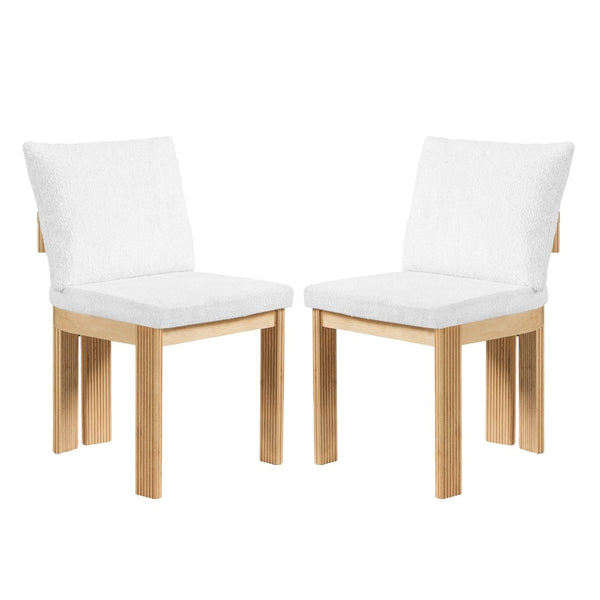 English Elm Indoor Boucle Upholstered Dining Chairs Rubberwood Frame Set of 2 for Modern Spaces N779P379862B